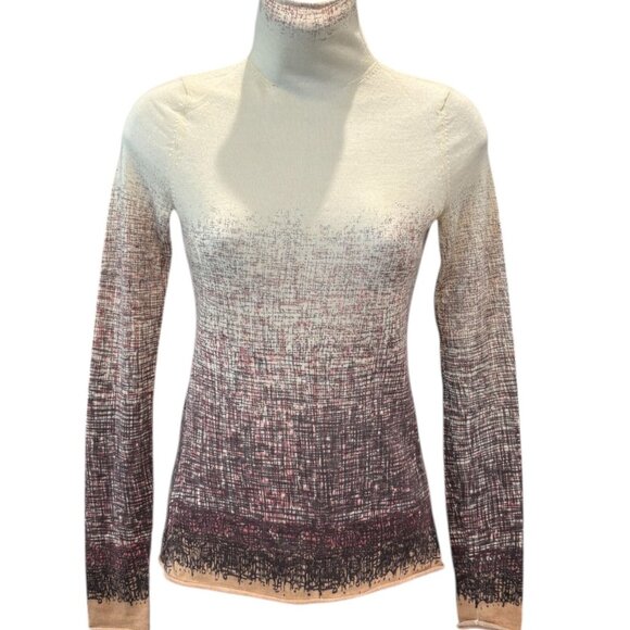 Elie Tahari 100% Cashmere Gradient Turtleneck‎ Sweater – XS 🤎 Ivory to Merlot - Picture 1 of 5